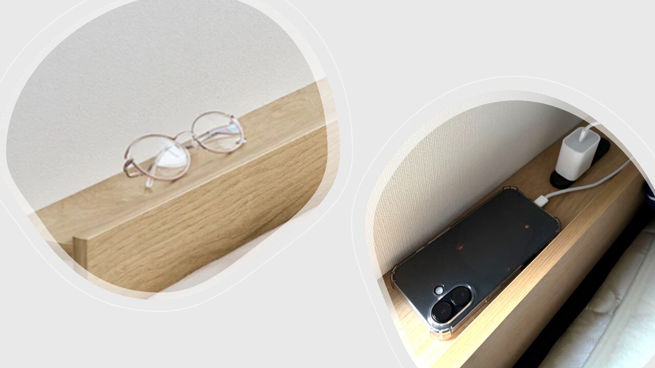 ウッドスチールベッドの宮付きの使い方イメージ