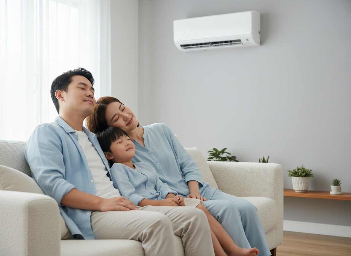 快適な部屋でくつろぐ家族