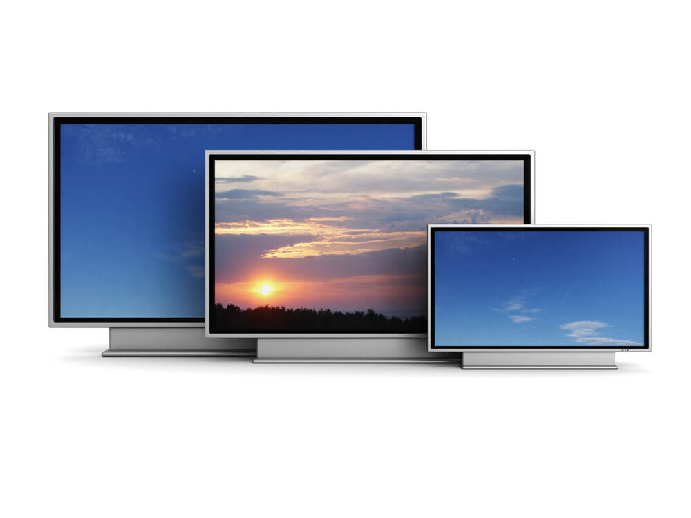 サイズが異る3台のテレビ
