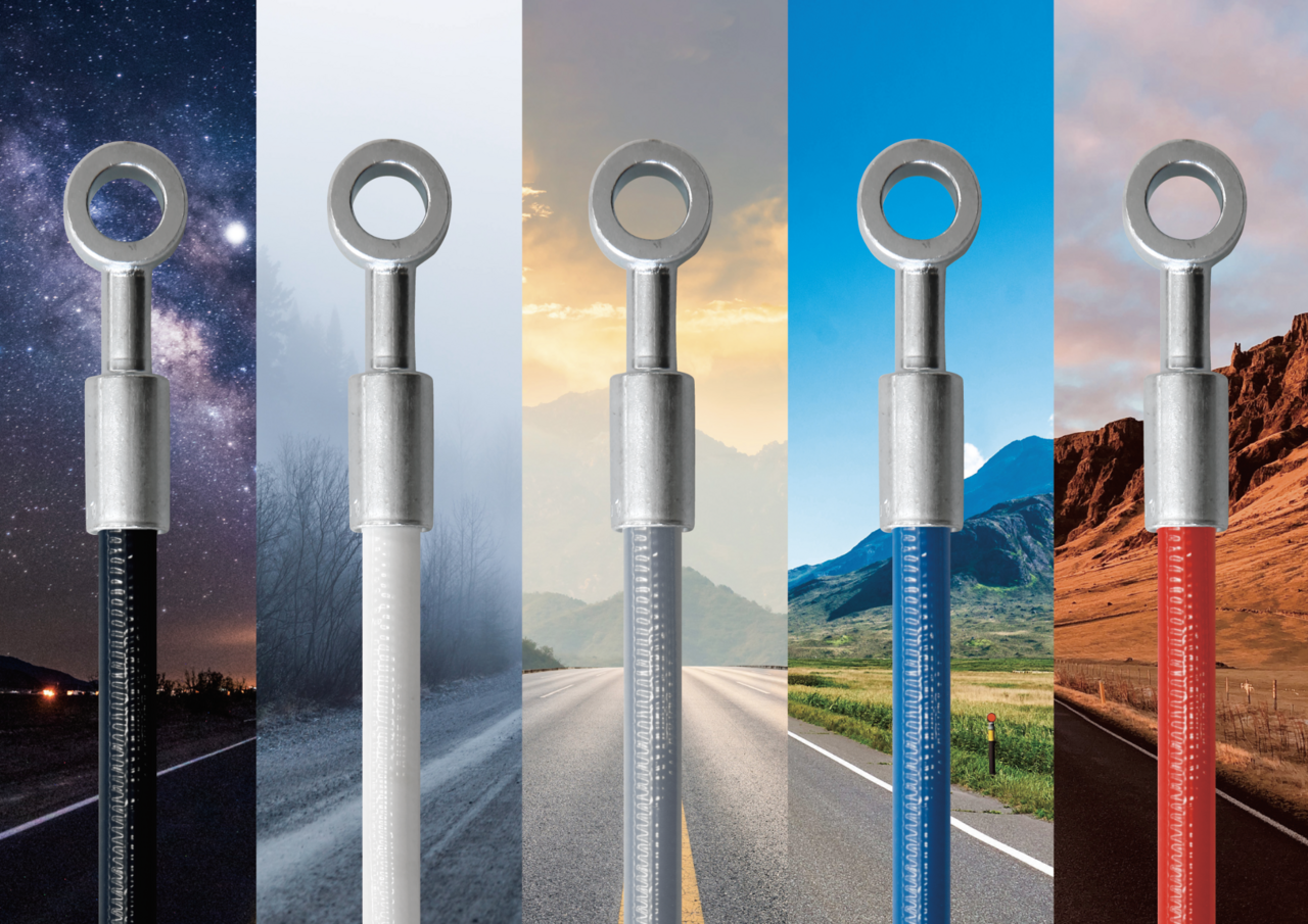 カラーバリエーションを豊富に揃える二輪車用ブレーキホース