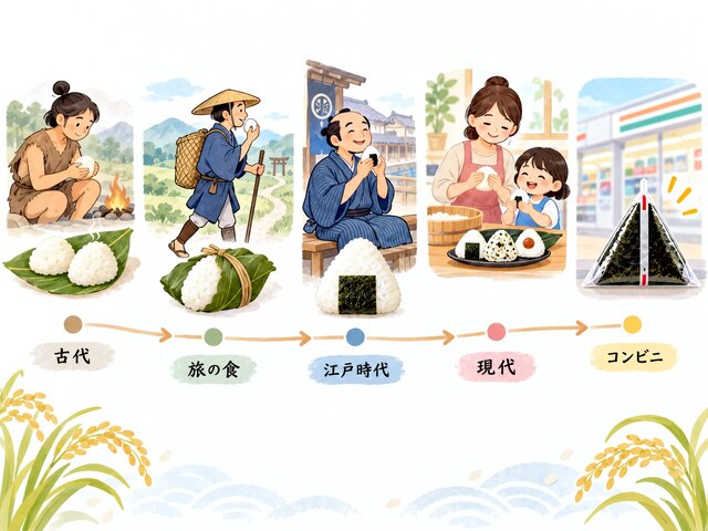 おにぎりの歴史をたどるイメージ