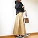 ママが輝けるトレンド服をプチプラで!GUのシャーリングフレアロングスカートで作る大人ママコーデ♡