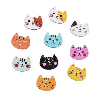 Amazon.co.jp: ダーリンエンゲル かわいいペットの猫の木製ボタン100個 20*16mm (36300)