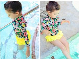 Amazon | カエナリエ 子供 セパレート 水着 花柄 フリル UV キャップ付き (43228)