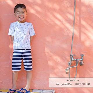 Amazon | サンディア 子供水着 男の子 ラッシュガードセット (43234)