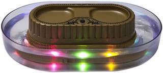 電池(別売)を入れてLEDプレートをオンにすると、そう...