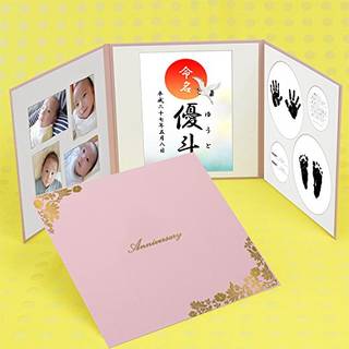 Amazon.co.jp:手形足形命名書 花 柄 表紙ピンク【Anniversary】 (105126)
