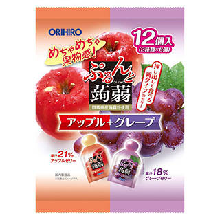 Amazon | オリヒロプランデュ ぷるんと蒟蒻ゼリーパウチ アップル+グレープ 20gx12個×6袋 (122322)