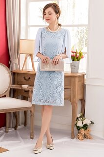 Amazon | ドレス レース フォーマル ワンピース 半袖 パーティードレス 結婚式 二次会 (134352)