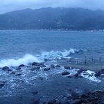 沖は白波が立ってます。