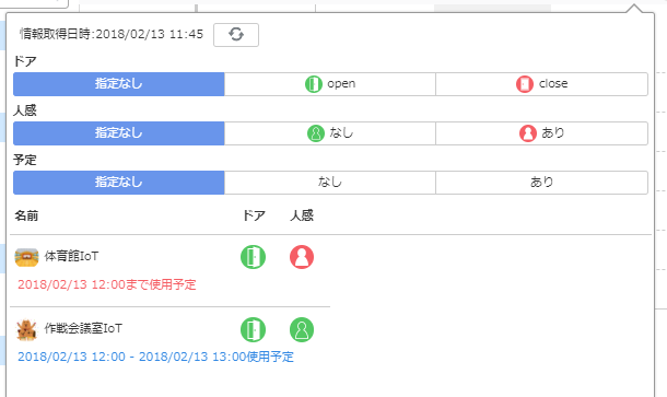 新しい会議室状況確認