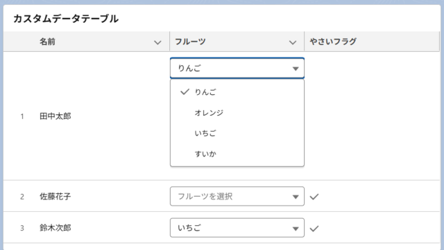応用デモ（野菜フラグFALSE時）