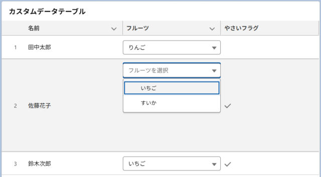 応用デモ（野菜フラグTRUE時）