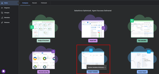 Home メニューの「Analyze Metadata」