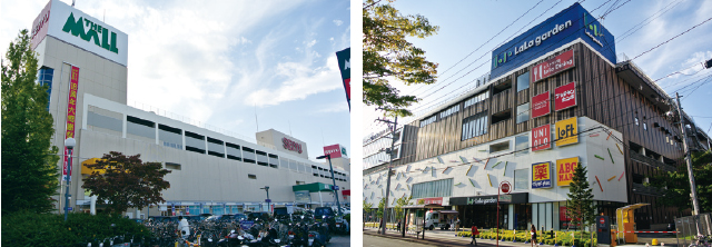 【左】ザ・モール仙台長町、【右】ララガーデン長町