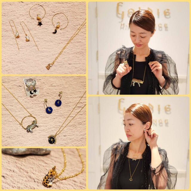 【試着のみ】NACH ピアス レオパード＆ムーン＆スター 試着のみ】NACH ピアス レオパード＆ムーン＆スター