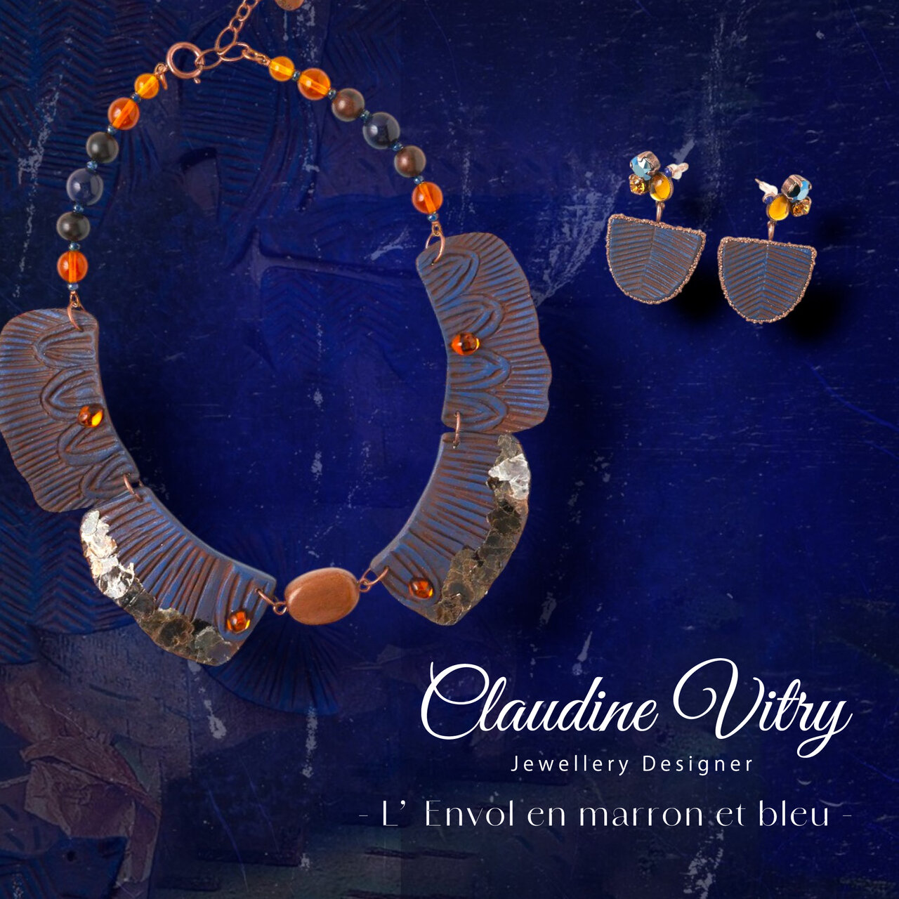 Claudine Vitry -L’Envol en marron et bleu-マロンとブルーの飛翔