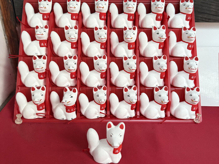 たくさん並んだきつねみくじ