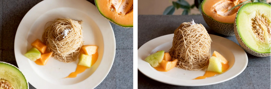 完熟メロンと和栗の錦糸モンブラン