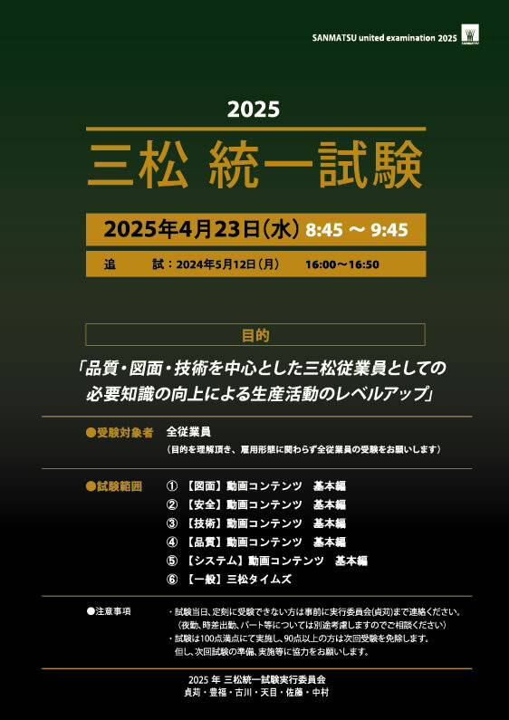 図1　 入社2 〜3 週間後にすべての社員が受ける「三松 統一試験」