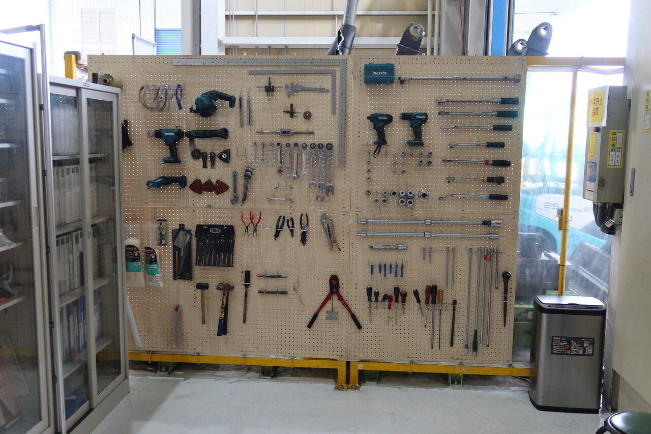 改善ボード。このスペースで日々の改善活動が行われる