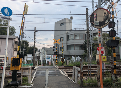 図1　踏切と踏切しゃ断機