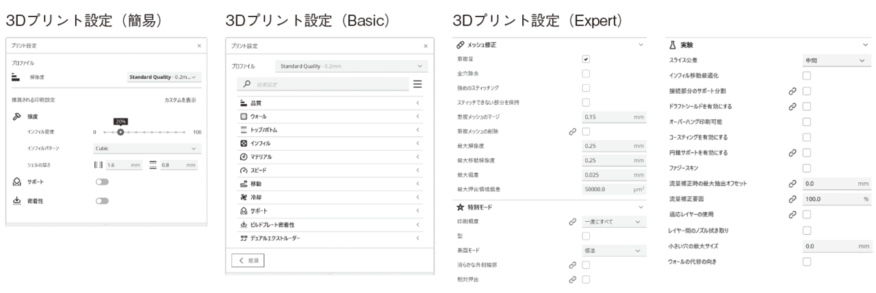 図6　スライサー設定項目の例【Ultimaker Cura】　