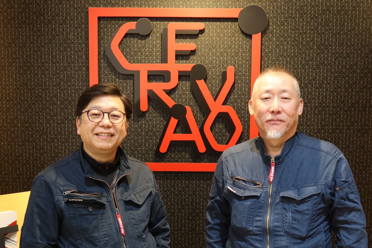 図１　今吉智彦社長（左）と長谷川信製造部長（右）