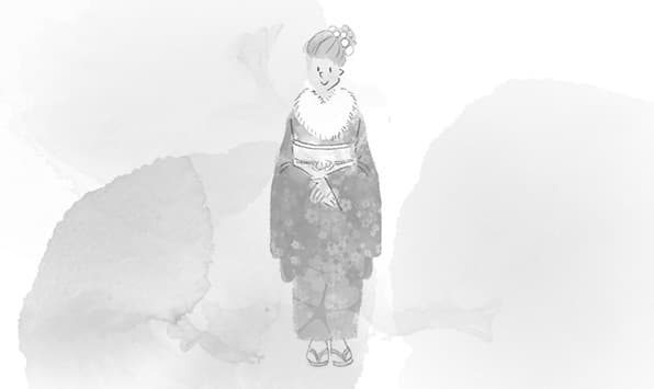 イメージイラスト：振袖で立っている女性