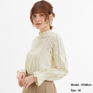 レースフリルネックT(長袖) (90560)