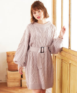 INGNI(イング)のワンピース。ケーブルニット×ベル...