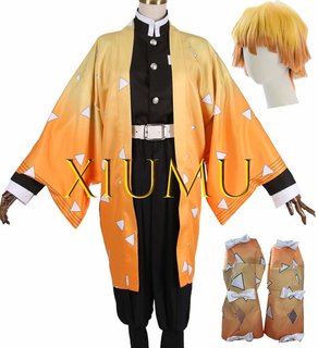 ウィッグ付 竈門 我妻善逸 コスプレ衣装 祭り仮装 コ...