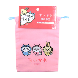 ちいかわ ミニ巾着パジャマ姿で枕を持ったちいか...