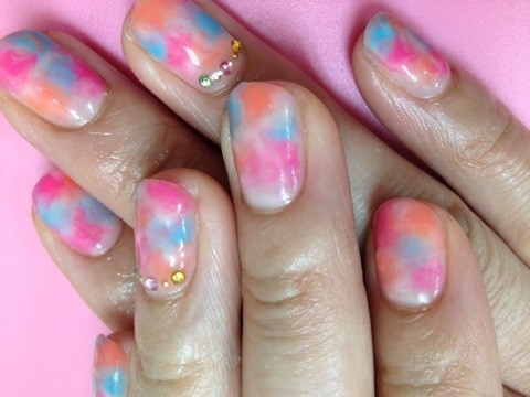 ネオンざっくりマーブルネイル