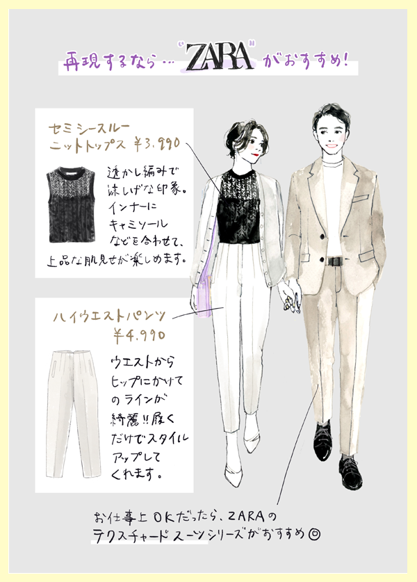 Zaraでプチプラカップルコーデ お仕事後のデートでもオシャレに 土屋みよの プチプラ妄想デートコーデ 土屋みよの 使える プチプラお買物絵日記 With Online 講談社公式 恋も仕事もわたしらしく