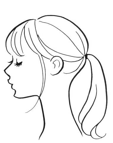 ---〈1〉おくれ毛を残して耳の高さで結ぶ