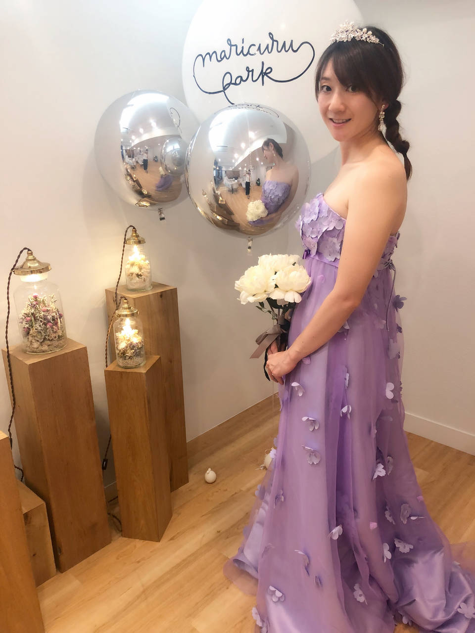 パープルのラプンツェル風エンパイアドレス👗