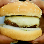 牛肉100%ハンバーグにとろ~りチーズをのせて。森で作る絶品ハンバーガー!!
