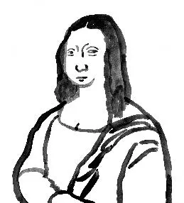 モナリザのモノクロイラスト