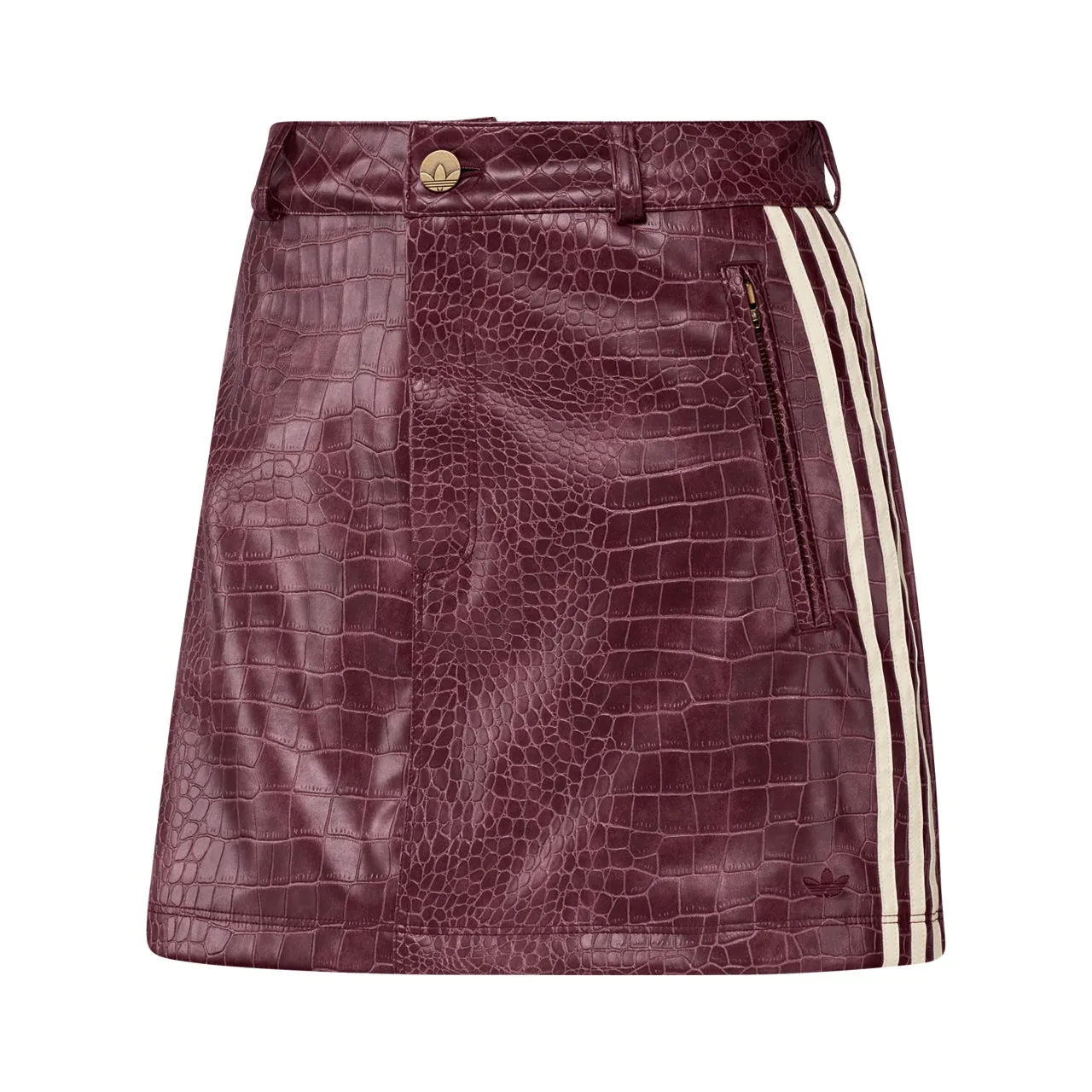 アディダスの赤いクロコダイル柄ミニスカート