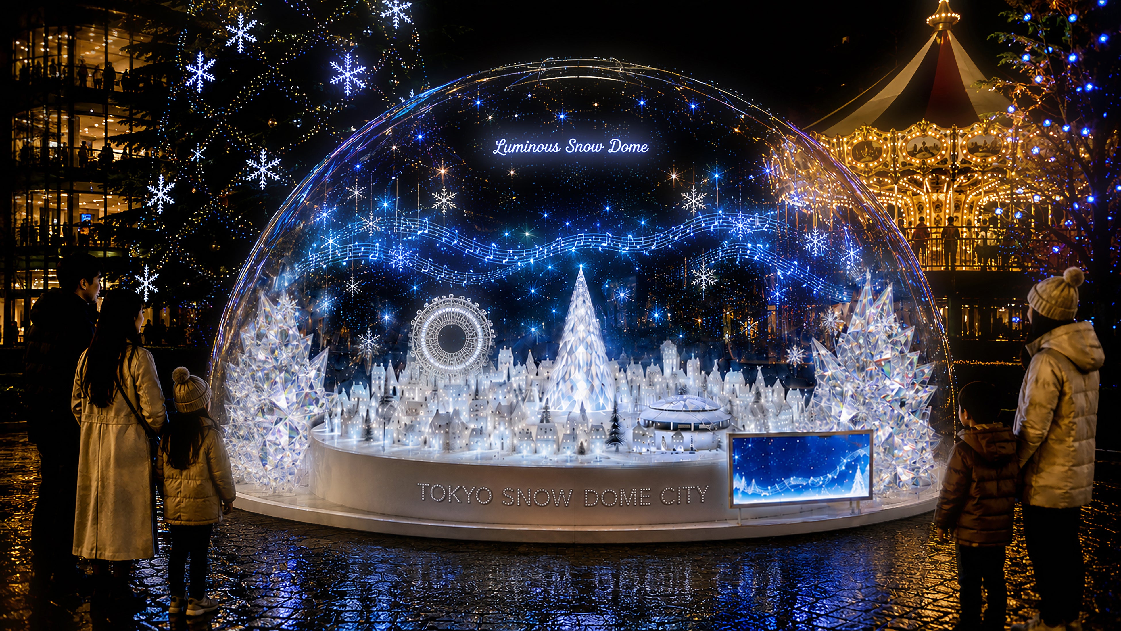 高さ3.9mの巨大スノードームLUMINOUS SNOW DOME