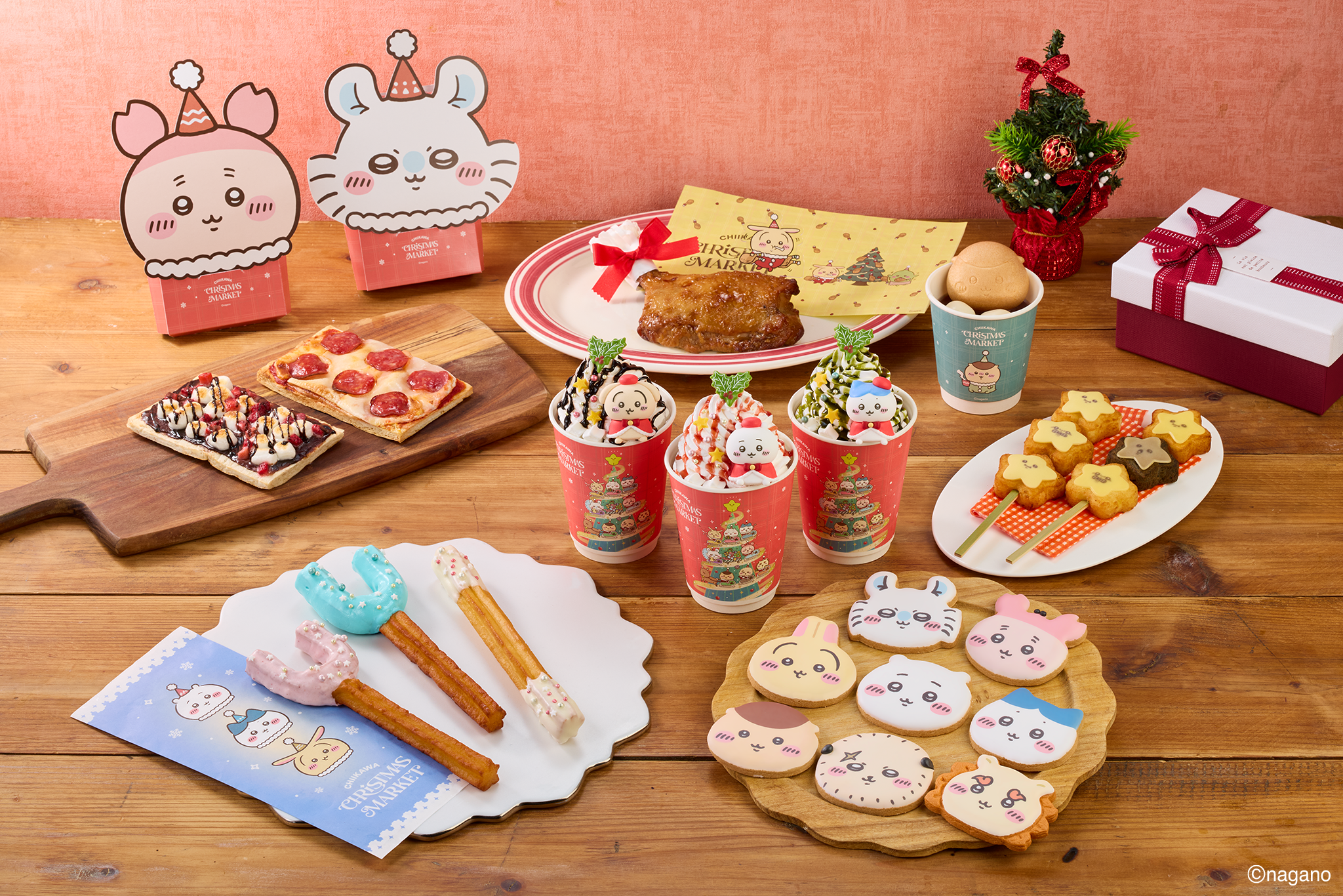 ちいかわたちをモチーフにしたクリスマス限定フードとデザート