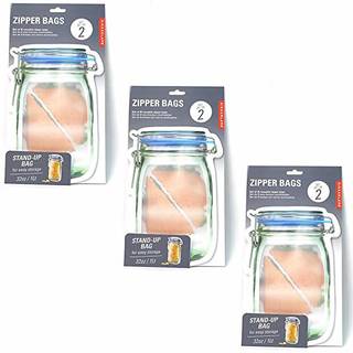 Amazon.co.jp： (キッカーランド) KIKKERLAND セットがお得☆ ZIPPER BAGS お好きな組み合わせ3set CU145 S M L 　5oz/4枚入 17oz/3枚入 32oz/ 2枚入 ジッパーバッグ ジップロック 保存袋 お菓子 デザイン雑貨 プレゼント ギフト キッチン用品 食品 瓶 メール便発送 [並行輸入品] (Lサイズ/Lサイズ/Lサイズ): ホーム＆キッチン (122314)