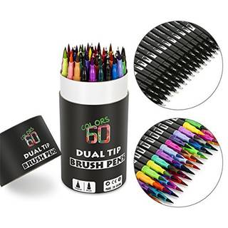 Amazon | Mocent 水彩ペン アートマーカー サインペン 筆ペンカラー ペンの両方対応 細字と太字 塗り絵 絵画学習事務用 大量60色セット入り | 絵具 通販 (122522)
