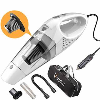 Amazon | Vacplus【第四世代】コードあり 車用掃除機 4500PA DC 12V ステンレス フィルター　ライト付き 乾湿両用 カークリーナー　逆流防止弁付き 収納バッグ付き(ホワイト) (130956)