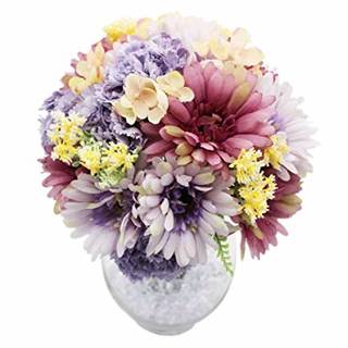 Amazon｜Lumiphire 造花セット ガラス花瓶付 置物 インテリア おしゃれ 人気 プレゼント クリスマス 年末年始 お歳暮 贈り物 男性 女性 誕生日 ギフト 感謝 記念日 お祝い お見舞い 冬の飾り 可愛い 雑貨 飾り物 小物 リビング 玄関 ダイニング 花束 ミニブーケ アーティフィシャルフラワー ガーベラ カーネーション 全体高さ30cm パープル｜造花 オンライン通販 (134189)