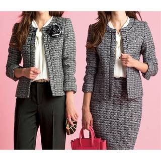 【４点セット】ファンシー素材モノトーン４点スーツのペー...