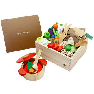 【直営店限定】ウッディプッディ 木のおもちゃ 木箱付き はじめてのおままごと グツグツ煮込みお料理セット(特典付) WOODYPUDDY  【公式】木製知育玩具 ままごと ウッディプッディ直営本店 (138319)