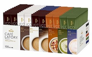 Amazon | AGF ブレンディ カフェラトリー スティック アソート 100本 【 スティックコーヒー 】【 コーヒー つめあわせ 】【濃厚ビターカフェラテ、濃厚ミルクカフェラテ、濃厚キャラメルマキアート、濃厚抹茶ラテ 各20本、濃厚ミルクカフェラテ甘さなし、濃厚ロイヤルミルクティー 各10本】 | AGF(エージーエフ) | インスタント・スティック 通販 (172374)