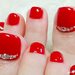 フットネイルは赤が可愛い！海でも目立つ可愛いネイルデザイン♡
